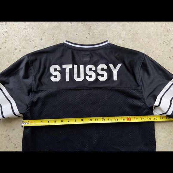 Stussy Short Sleeve Black Mesh Spellout Jersey - Picture 7 of 7